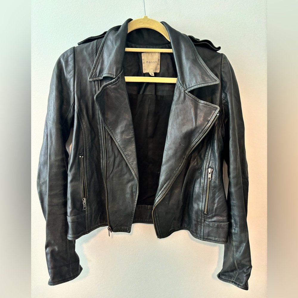 Black leather coat